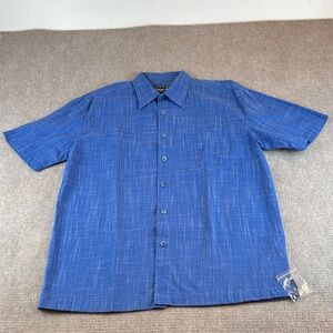 Indygo Smith Men's Short Sleeve Front Pocket Blue Casual Button Down Shirt M NWT